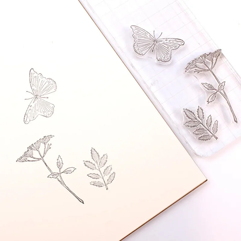 Vintage Butterfly Flower Transparent Silicone Clear Stamp Scrapbooking DIY Craft Decoration Stamp