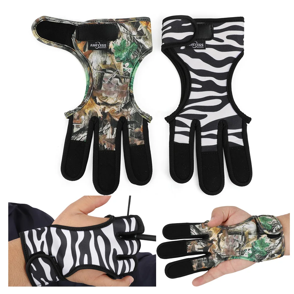 

3 Fingers Guard Diving Fabric Camo/Stripe Finger Tab Protective Gear Archey Bow Shooting Hunting Target Accessories