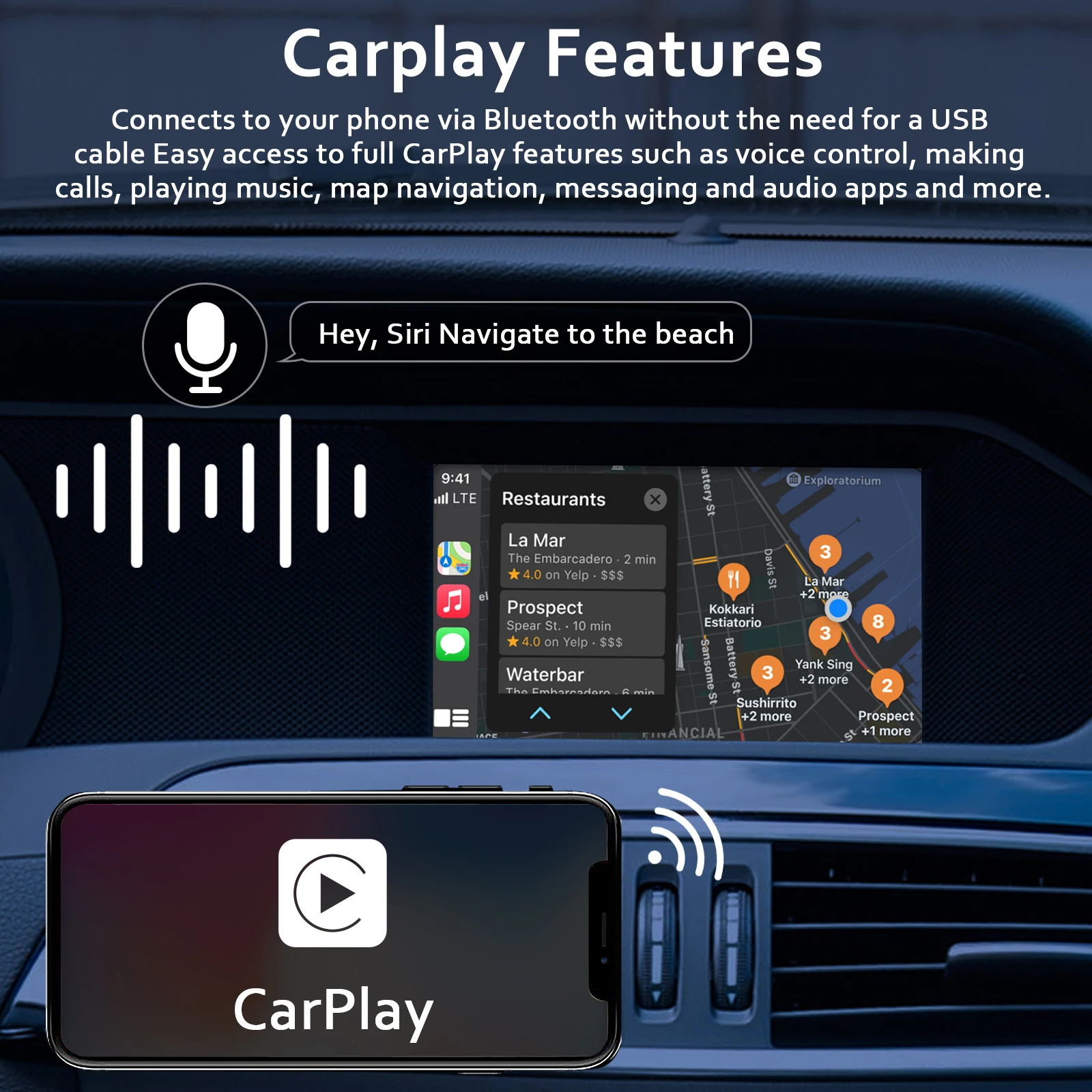Wireless CarPlay for Mercedes Benz  A B C E CLA GLA GLK ML NTG4.5 , with Android Auto Mirror Link AirPlay Car Play Functions