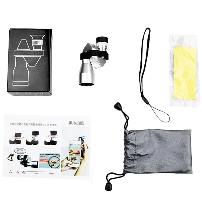 Y23A-4 Piece 8X20 Corner Telescope Low Light Night Vision Pocket Outdoor Portable Telescope Monocular Telescope