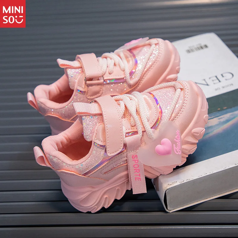 ミニソ 2025 ガールズ ダッドシューズ 秋新作、インスタイル 多用途 ソフトソール ランニングスニーカー