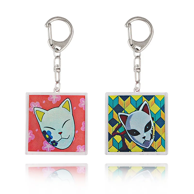 Demon Slayer Sabito Acrylic Key Chains Pendant Anime Makomo Backpack Key Charms Decorations Cartoon Hanging Key Rings Gifts