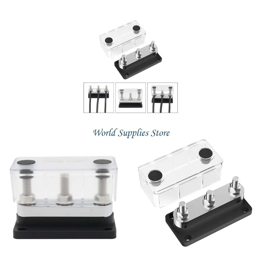 

G6KC 3 Post Power Distribution Block Bus Bar with Cover,600A Rating, Marine Bus Bar, Automobile, and Solar Wiring