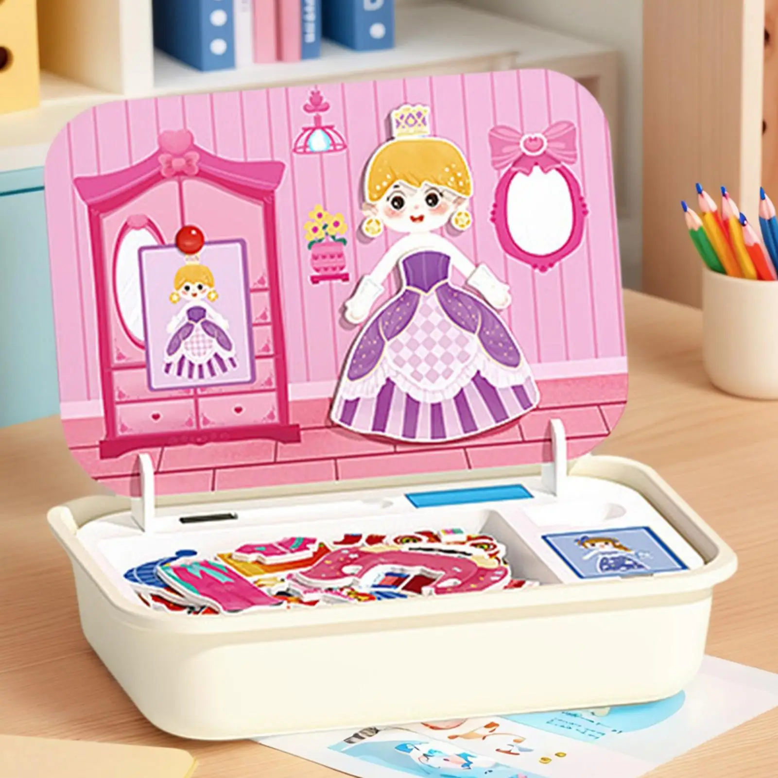 Quebra-cabeças magnéticos de madeira, quebra-cabeças de viagem magnéticos com caixa de armazenamento, brinquedo educacional de aprendizagem para idades de 3 a 6 crianças pequenas