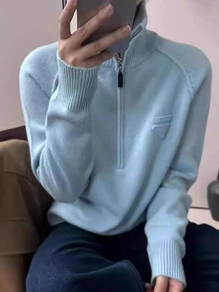 Sweater Rajut Nyaman Hoodie Panjang dengan Resleting Desain Korea Kasual Efek Langsing Santai Model Baru