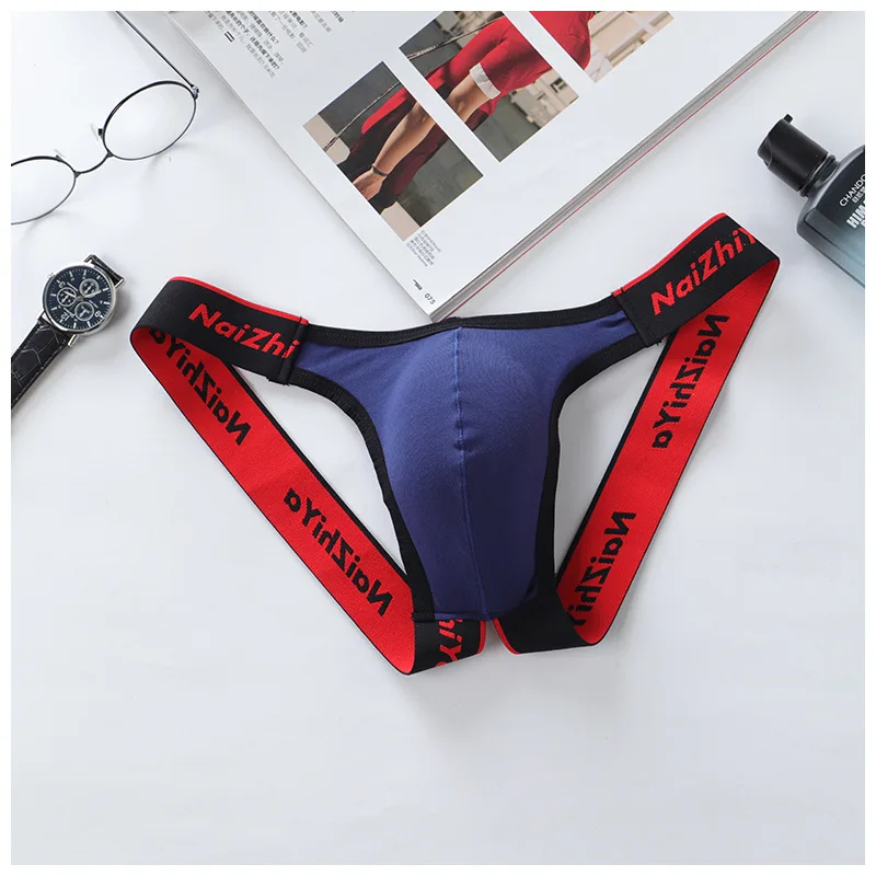 New Men\'s Sexy Breathable Thongs Low Waist U Convex Underwear Underpants Men\'s G-String Underwear T-Back Bikini Briefs