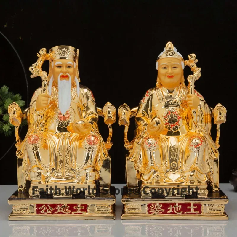 large Asia Shrine altar Worship TOP high grade gold plating Copper TU DI GONG PO God of wealth Mammon buddha statue protection