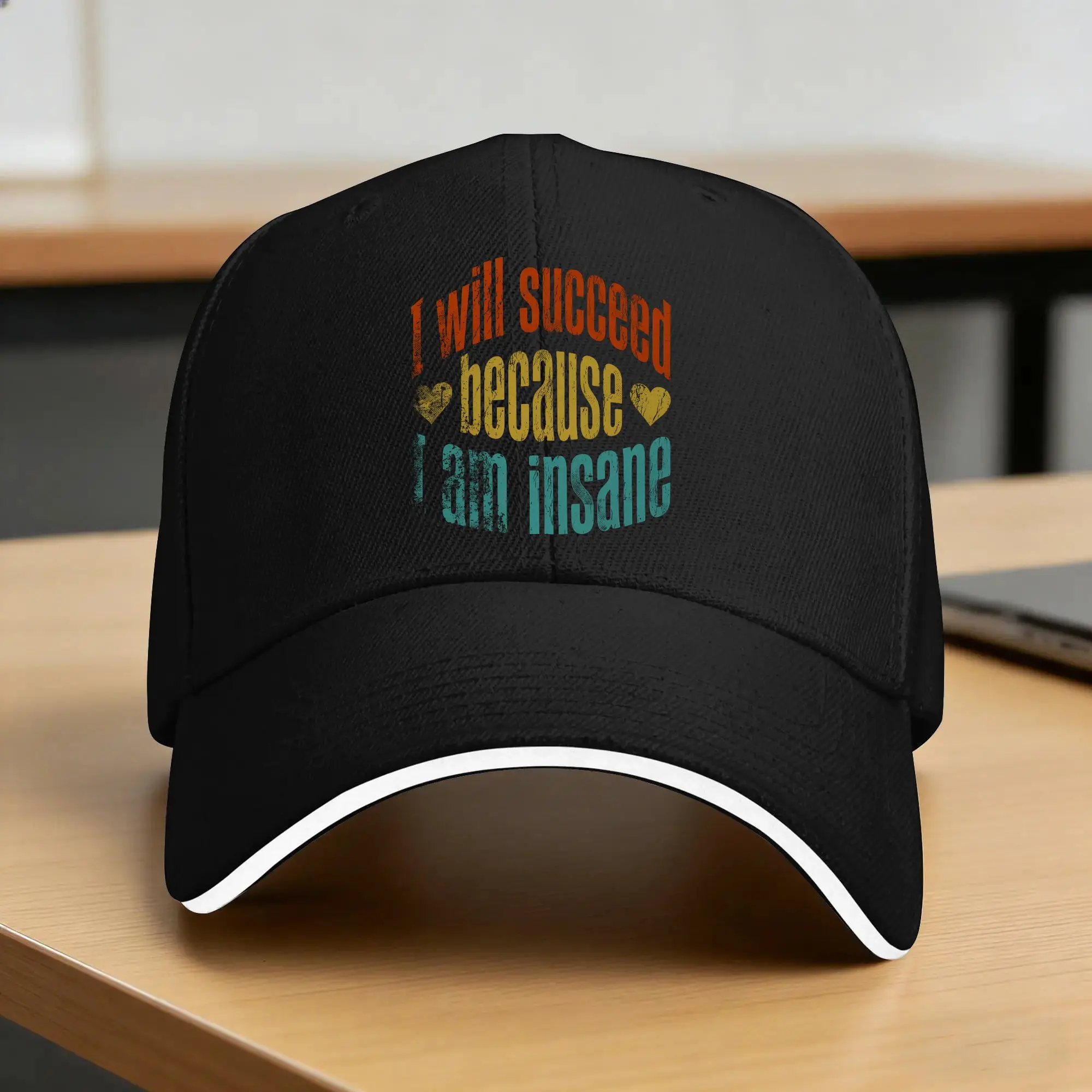 Unhinged Motivation I Will Succeed Because I Am Insane Casual Baseball Cap  Outdoor Hip Hop Hats Spring Sun Visor Snapback Cap