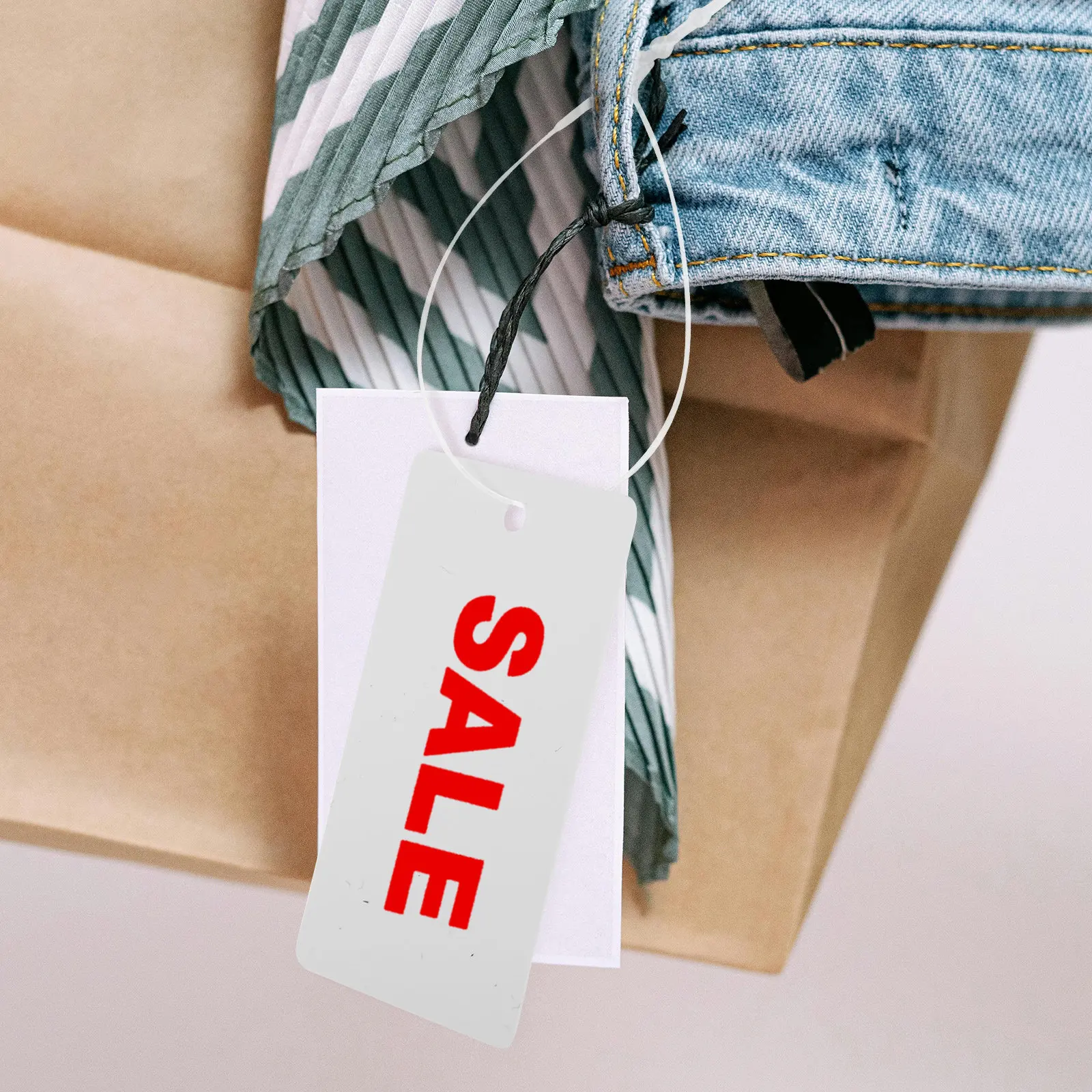 200Pcs Blank Plastic Price Tags Tear Resistant Clothing Tags for Retail Merchandise Labeling Hanging Price Tag