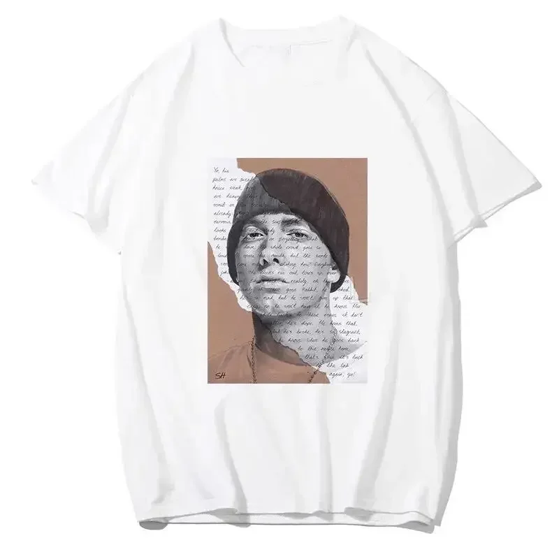 Rapper Eminem Graphic Print T Shirt Vintage Fashion Casual Crew Neck Short Sleeve  T Shirt Women