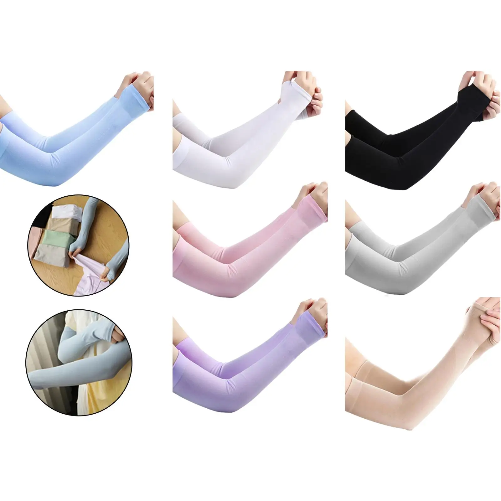 Nylon Cooling Arm Sleeves for Men Women Ray Shield Breathable Sweat Wicking Sleeves for Cycling Running Golf Fishing Sports