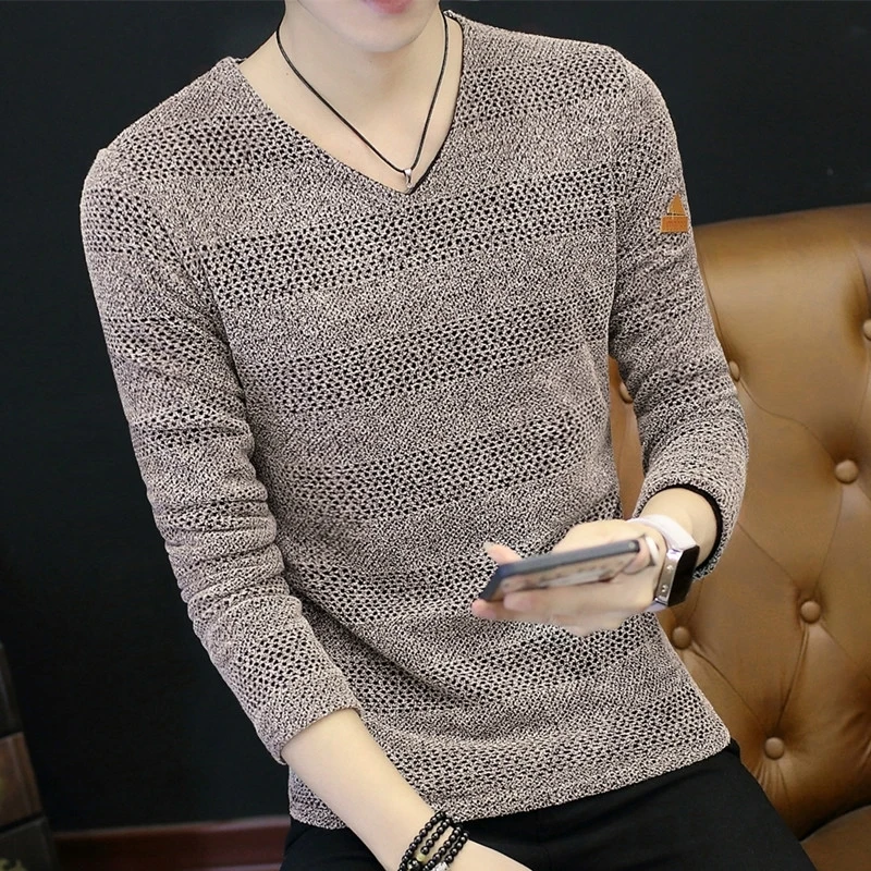 Knit Sweater Male No Hoodie Men\'s Clothing Red Pullovers Icon V Neck Sale Classic Street Elegant Pull Oversize Korean Fashion A