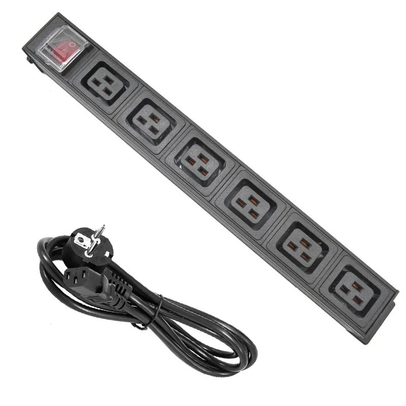 

PDU Power Strip C19 Socket Distribution Unit Cabinet 6 Way AC Socket Aluminum alloy shell iec C14 port Network Cabinet Rack