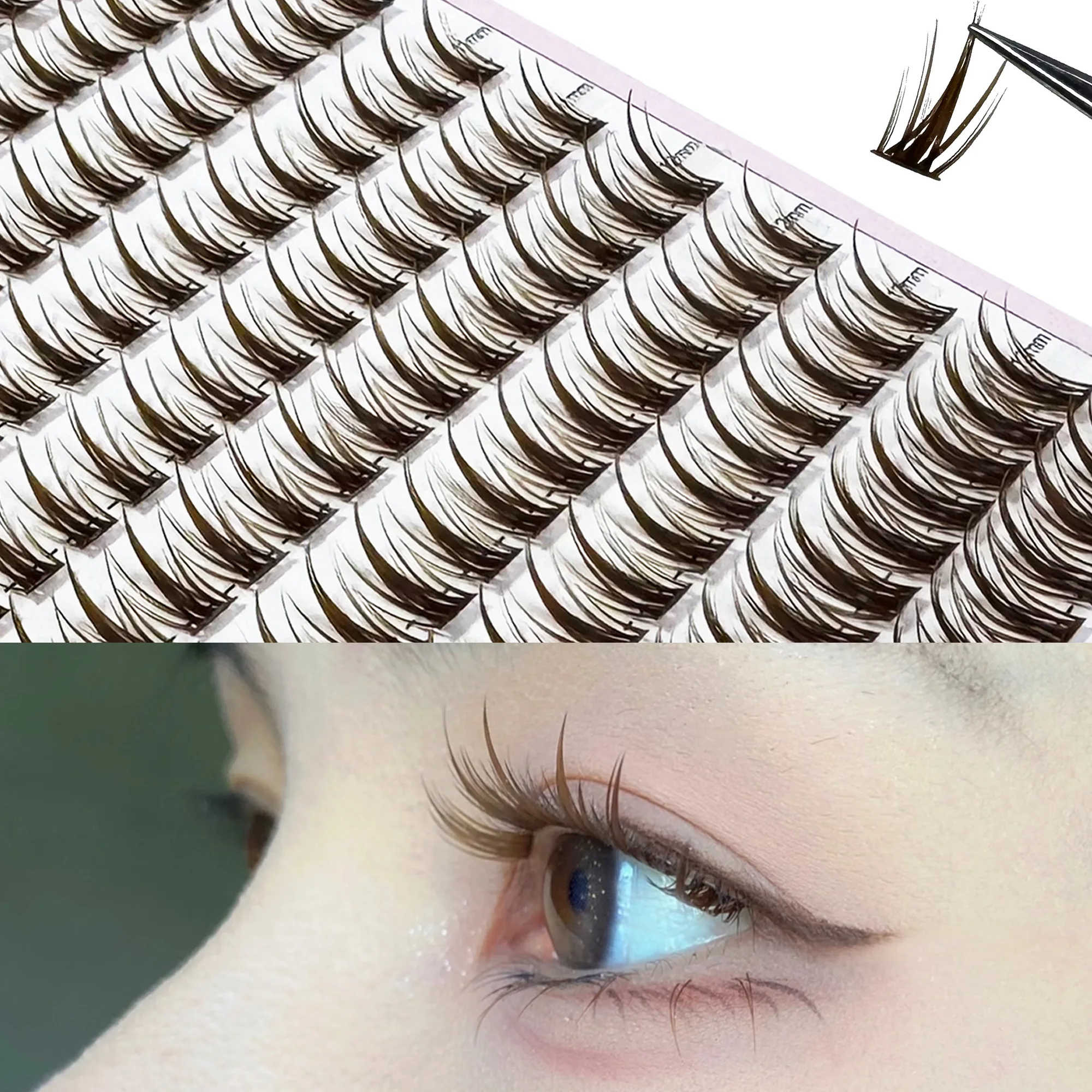 160 Cluster Individual Lashes Bundle 3D Russian Volume Look Faux Mink False Lashes Natural Eyelash Extension Makeup Lashes Tools