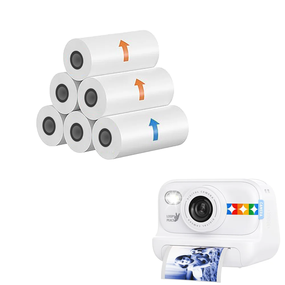 Kertas Termal Warna 57mm untuk Kamera Anak Printer Portabel Pencetakan Foto HD Bebas BPA, Stiker Warna Instan dengan Kualitas Gambar