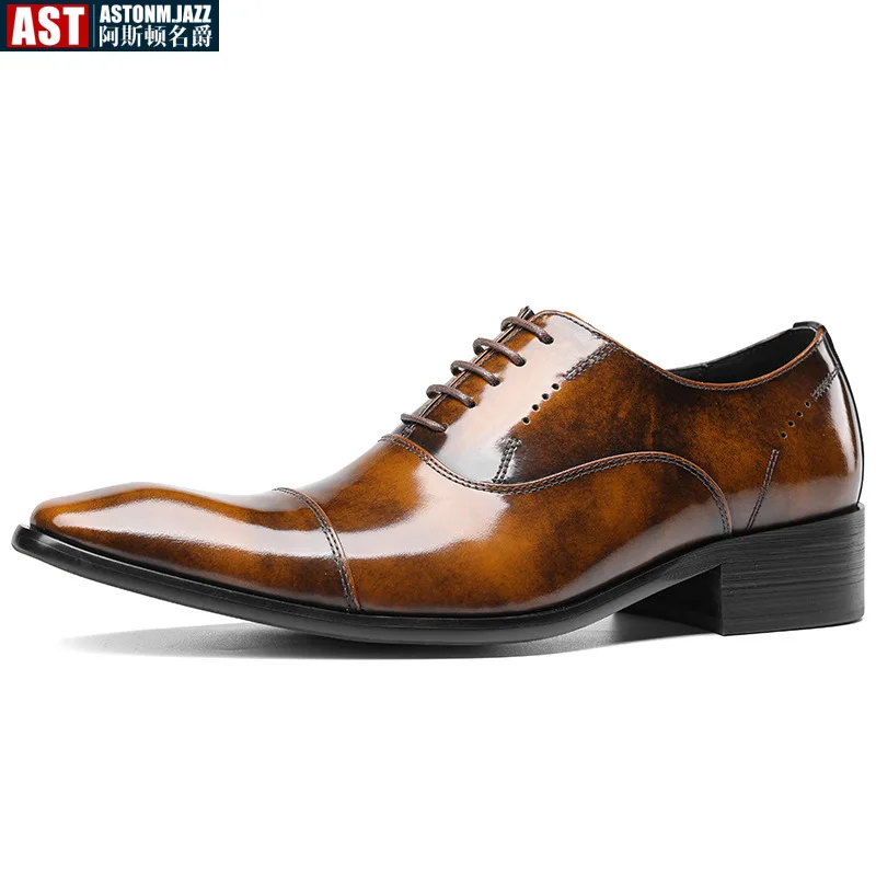 Italian Patent Leather Mens Formal Shoes Luxury Brand Handmade Quality Autumn Designer Fashion New Black Business Work Shoes Man