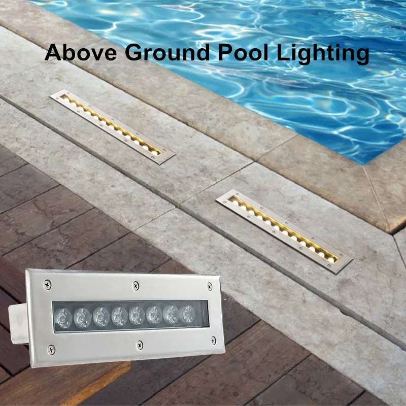 Above Ground Pool Lighting Long Strip Underground Light Outdoor Waterproof Recessed Square Park Aisle Step Wall Washer Lamp 6w