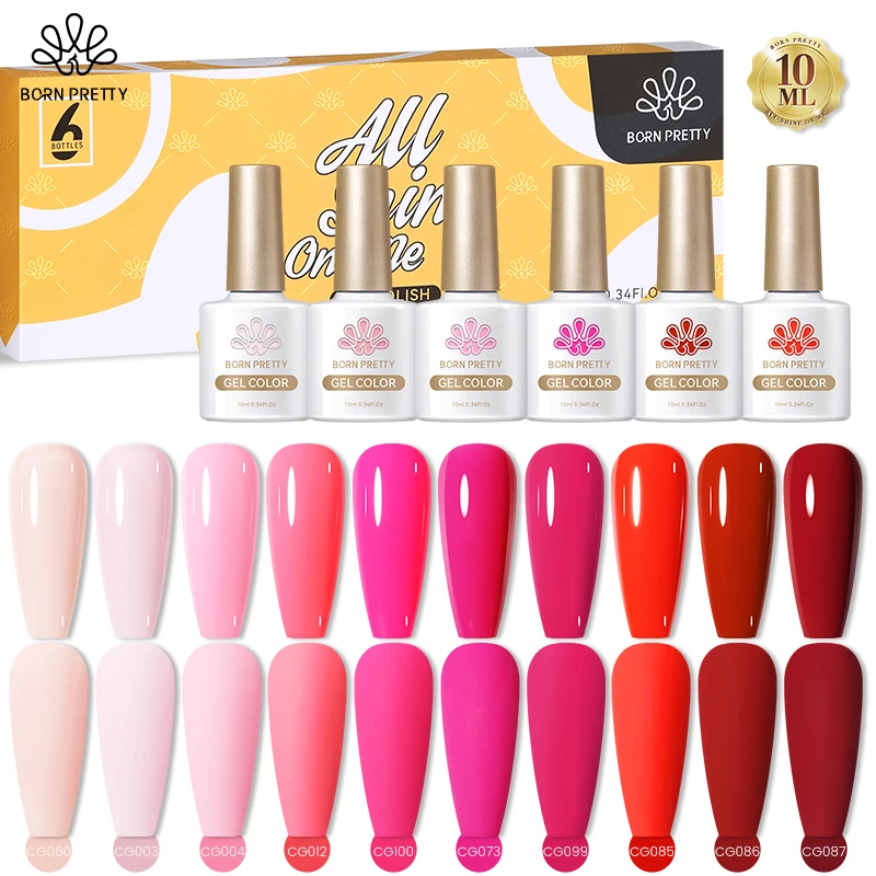 BORN PRETTY Nail Gel Polish Set Soak Off UV LED Gel 10ml Hybrid Semi-permanent Varnish Nail Art Gel Kit Top Coat Gel Manciuring