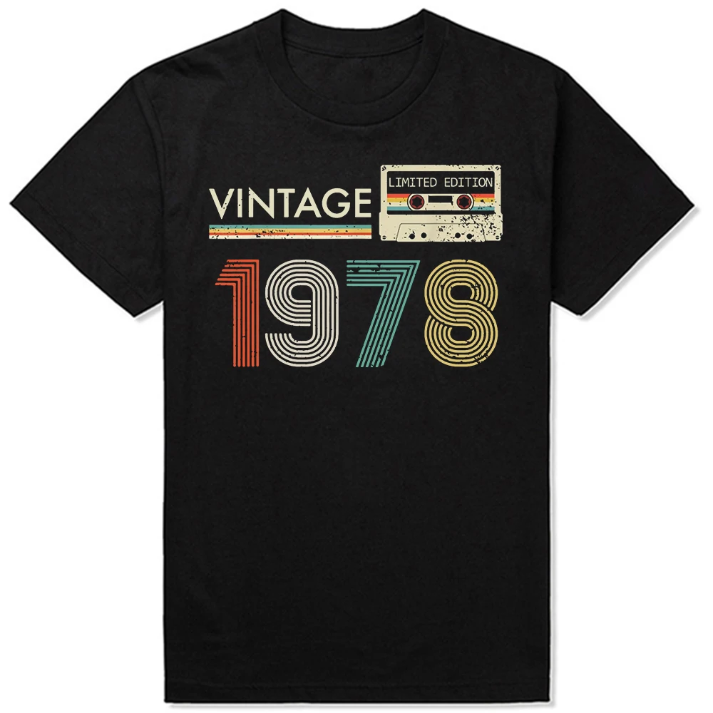 Classic 1978 Birthday Cassette Tape Commemorative Edition T-Shirt, Summer Print Street Style Short-Sleeve T-Shirt,women Clothing