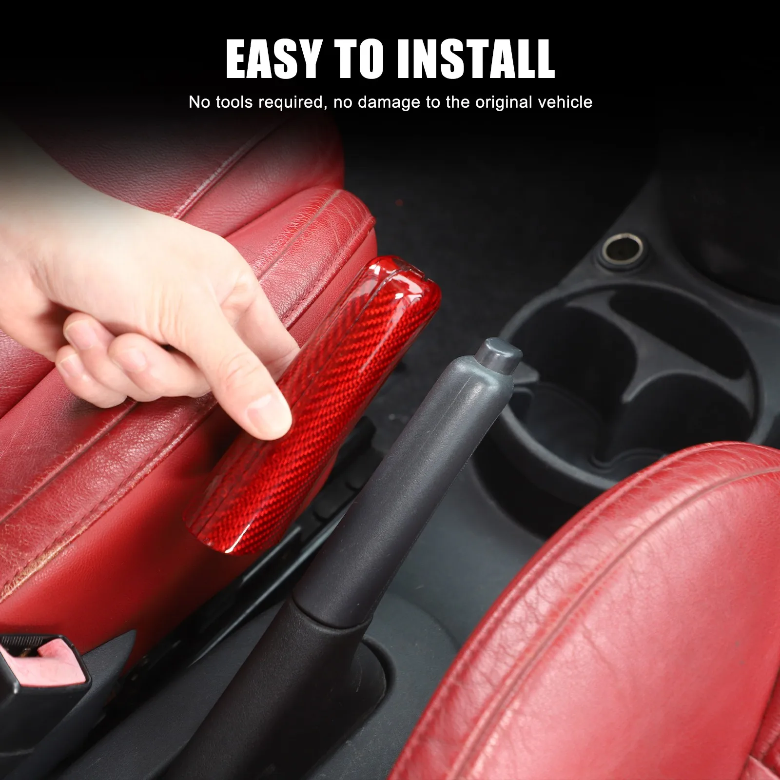 

Carbon Fiber Car Center Console Handbrake Grab Handle Cover For Fiat 500 Abarth 595 2007-2026 Handbrake Level Protection Trim