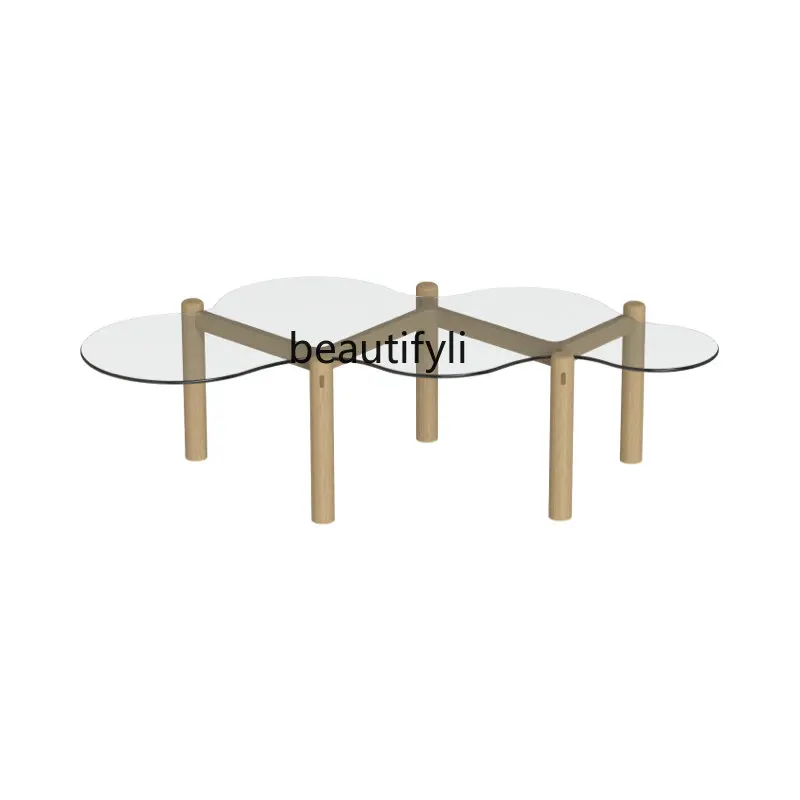 yj Water Drop Coffee Table Glass Nordic Modern Living Room Home Small Apartment Creative Table