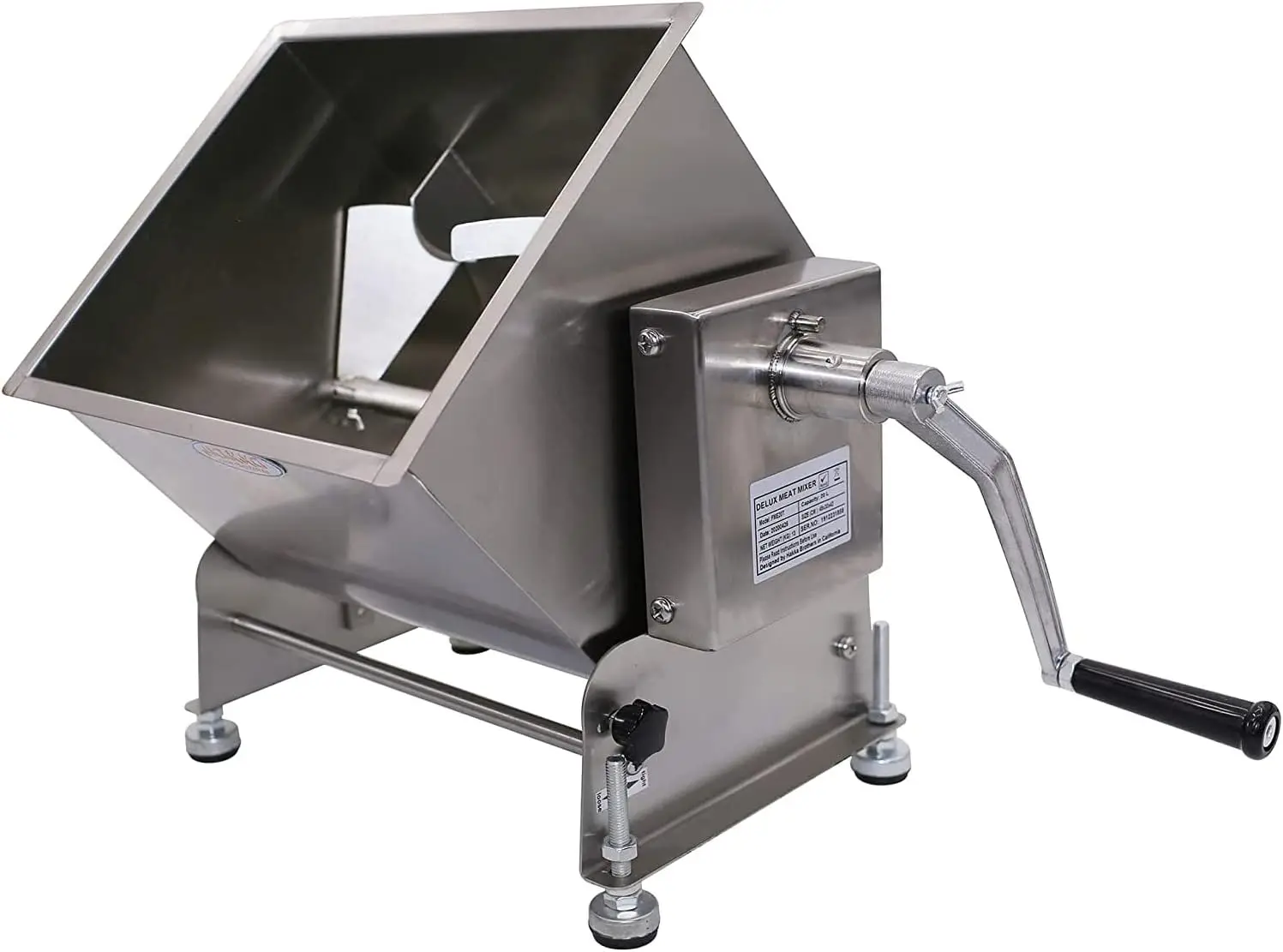 15lb/7.5L Manual Meat Mixer, Stainless Steel 10L Tilt Tank Meat Mixer for Sausage