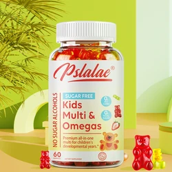 Vitamin Gummies for Kids, with Vitamins C, D, B6 & Zinc, Flaxseed Oil Omega 3 ALA, Erythritol Free, 60 Sugar Free Gummies