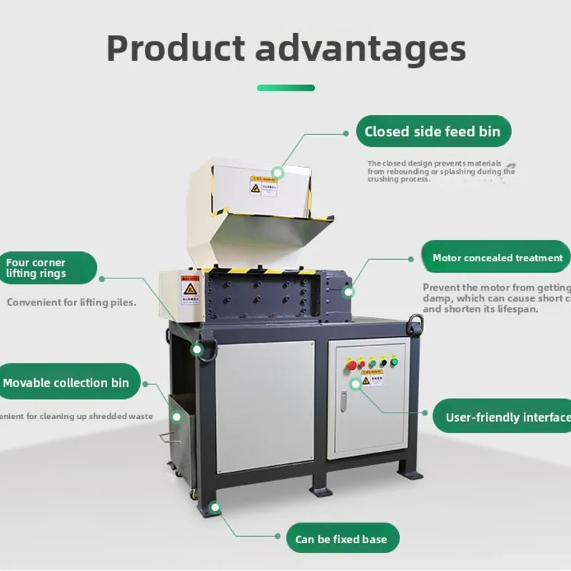 Pencacah Kayu Kepala Samping Logam Kecil dari Baja Tahan Karat Penghancur Limbah Konstruksi Penghancur Batu Bata