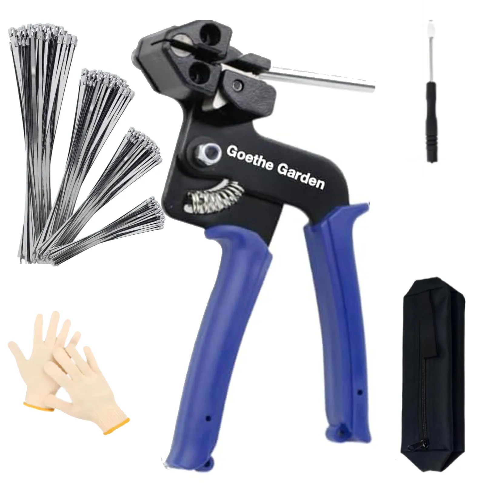 

Cable Tie Gun Kit with 200Pcs Metal Zip Ties Adjustable Fastening & Cutting Tool Self-Locking for Fence Exhaust Pipe Outdoor