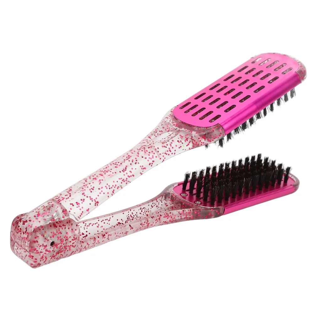 

Rose Red Hair Straightening Splint Comb Soft Hair Professional Hair Straightener Clamp Brush Ergonomic Design Anti Static