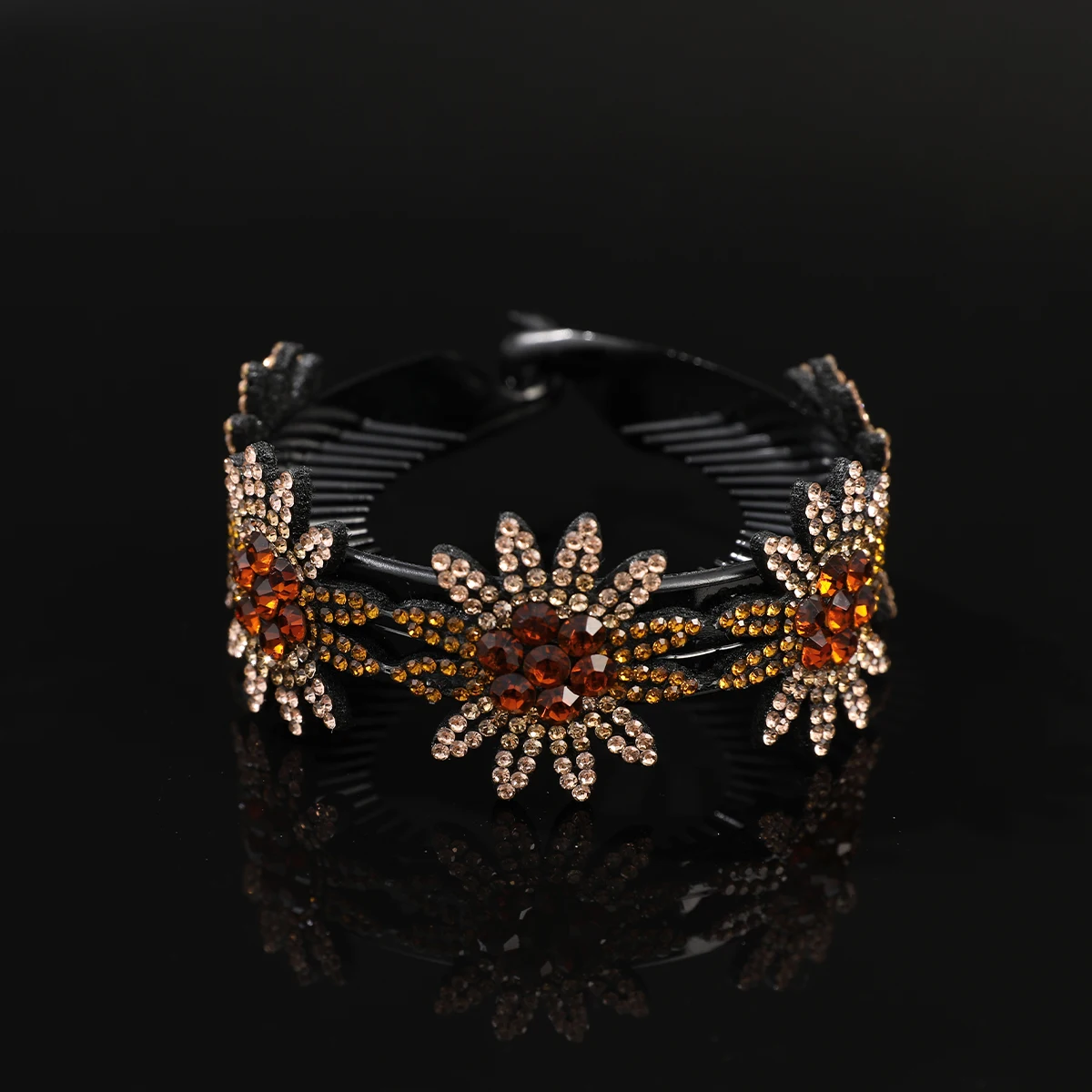 AWAYTR 패션 크리스탈 플라워 헤어핀 번 헤어 클립 포니테일 버클 헤어 클립 확장형 헤어 액세서리 여성용 바레트