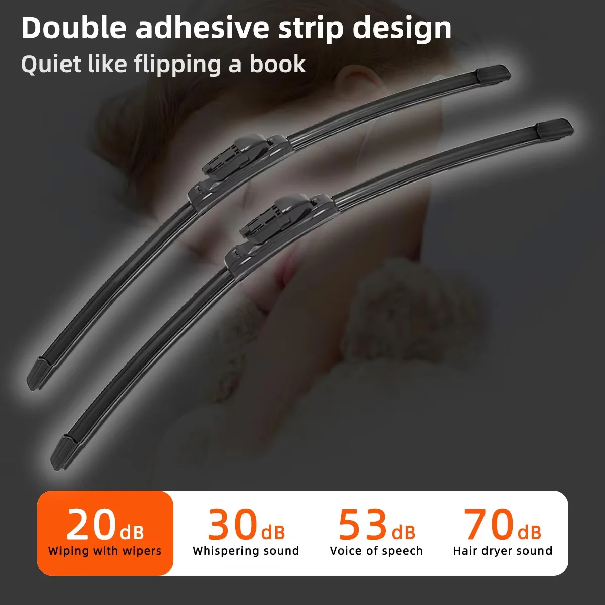 YONGRUN 1pc 14-26“Car Wiper Blade J/U Hook Double Rubber Strip Boneless Wiper Blade High-Definition Silent Car Parts Replacement