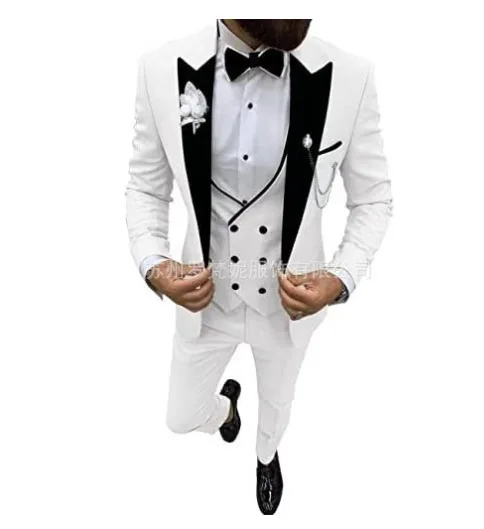 

New Plus-size Men's Custom Suit Casual Three-piece Business Banquet Reception Sina Best Man Wedding Dress Suits for Men Tuxedo