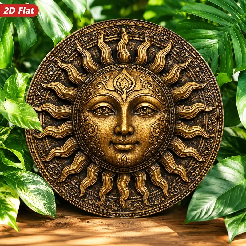 CIFBUY Ethnic Sun Face Aluminum Wall Art Waterproof Durable Metal Sign Decor for Living Room Bedroom Office Indoor Outdoor