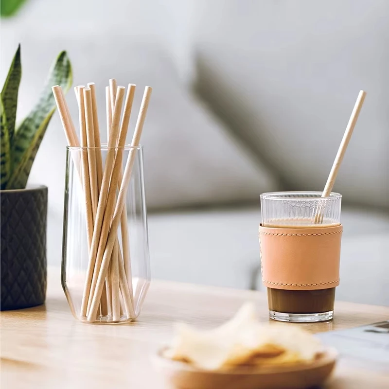 使い捨てストロー 個別包装、茶色の紙ストロー、飲料、コーヒー、ホットドリンク、クリスマスパーティー用品に最適