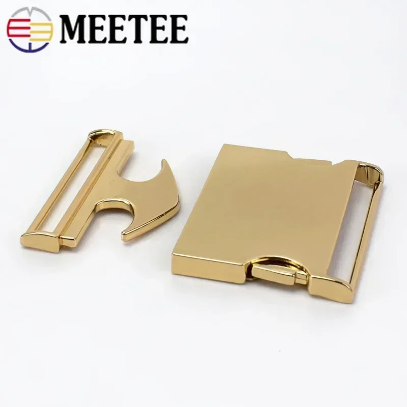 2pcs Meetee Metal Buckles 25-50mm Quick Side Release Buckle Dog Collar Web Belt Clip DIYLeathercraft Garment Bags Accessories