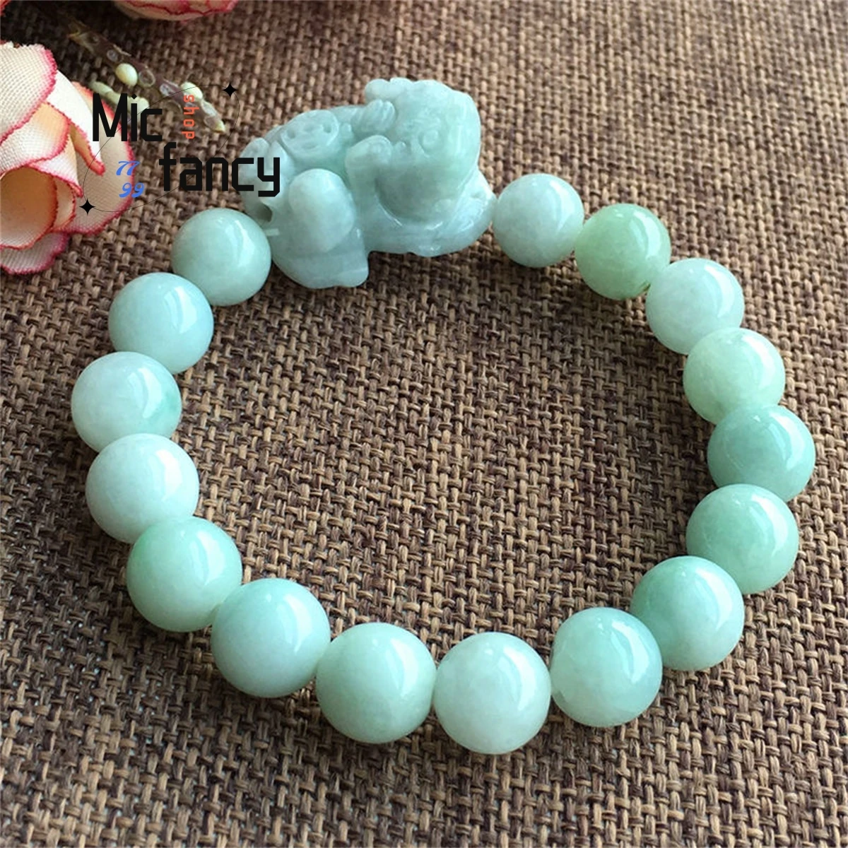 

Natural Authentic Laokeng Myanmar Jadeite Pixiu Jade Bead Bracelet Men Women Is Simple Elegant Exquisite Retro Charms Fashion