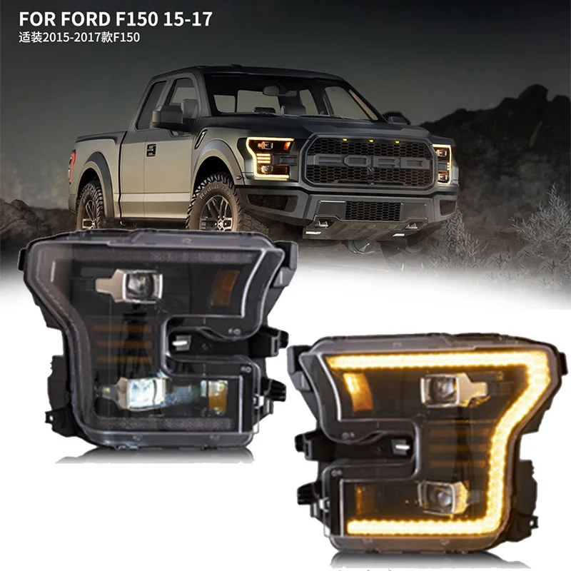 

Фара в сборе для Ford F150 2015-2017 Ford F-150 2015-2017 Ford Raptor, полностью светодиодный источник света, светодиодный DRL, светодиодный указатель поворота