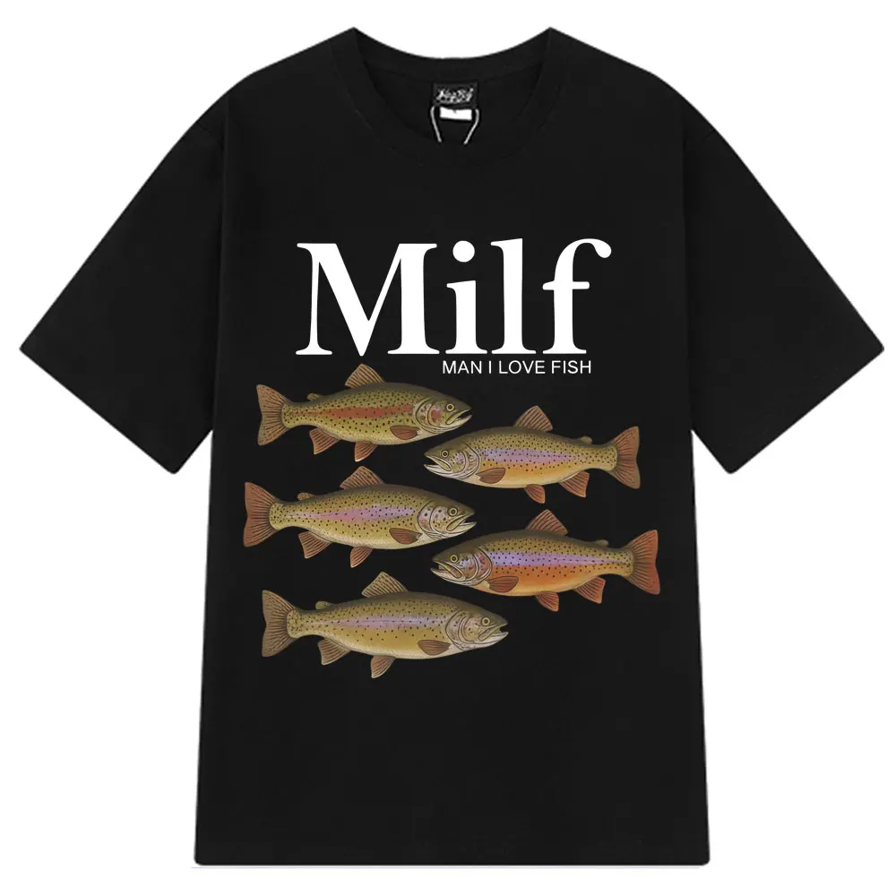 رجل أنا أحب الأسماك مضحك ميمي تي شيرت الرجال النساء تي شيرت تقليدي الصيف 100% القطن Harajuku عادية الهيب هوب تي شيرت الشارع الشهير #6