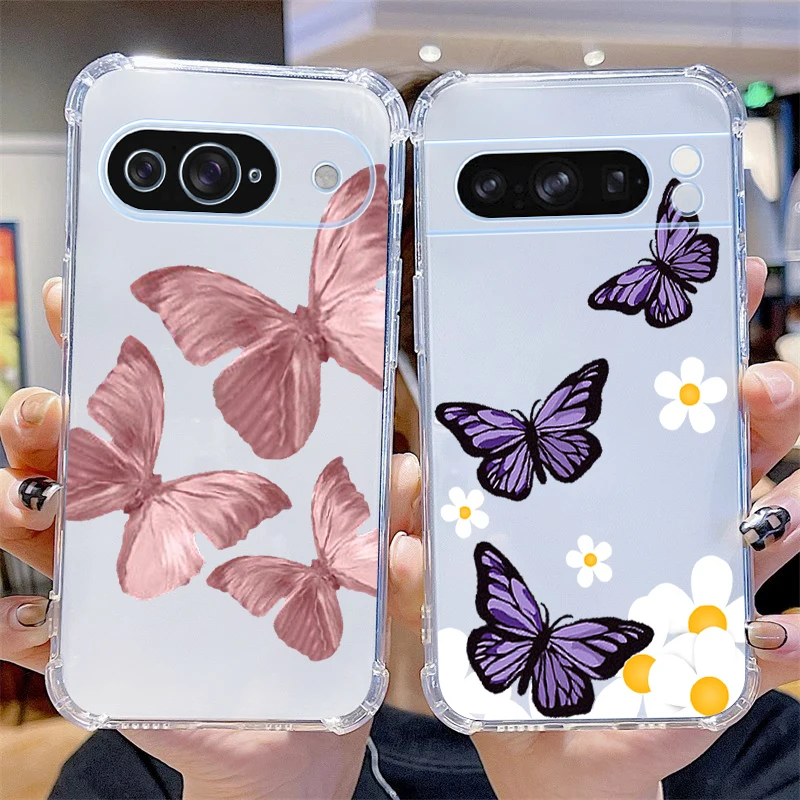 P ixel 8 Pro Fluttering Butterfly Transparent Phone Case For Google Pixel 8Pro 8 9 9Pro 6Pro 9Pro XL 7 7A 8A 7Pro 6 6A Cover