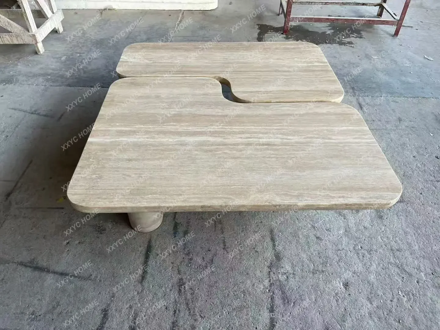 NN High End Design Natural Beige Travertine Coffee Table Modern Roman Travertine Storage Table for Small Apartments