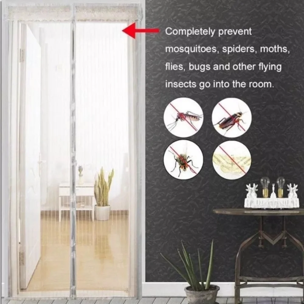 Punch-free Strong Magnetic Door Curtain Anti Bug Insect Fly Mosquito Net Side Open Style Automatic Closing Invisible Mesh Gauze