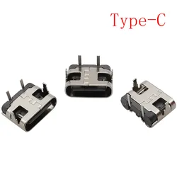 10/50/100Pcs 2 Pin USB 3.1 Type-C Female Jack Connector 90 Degrees Type C Jack Solder Adapter For Mobile Phone Charging Port