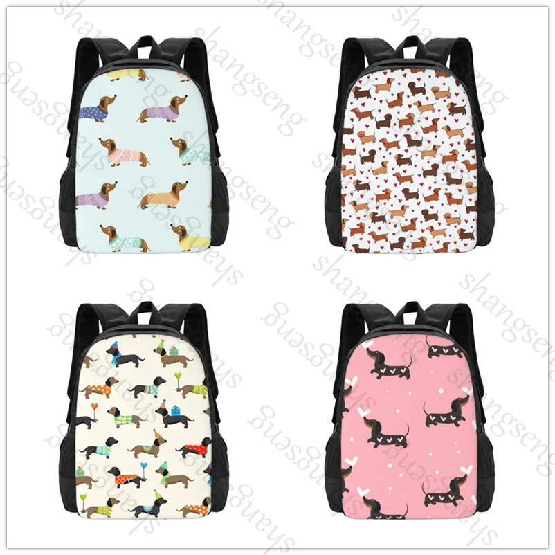 

Dachshund Silhouette Dog Large capacity schoolbag boys and girls backpack teenagers students leisure travel commuter backpack