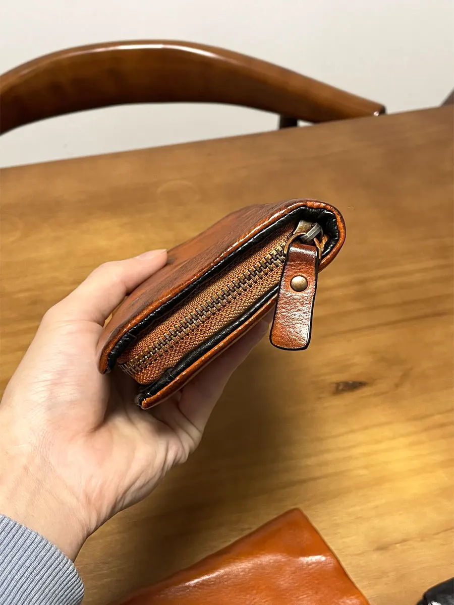 Vintage high-quality genuine leather men's long wallet simple casual handmade luxury real cow leather card holder phone purse