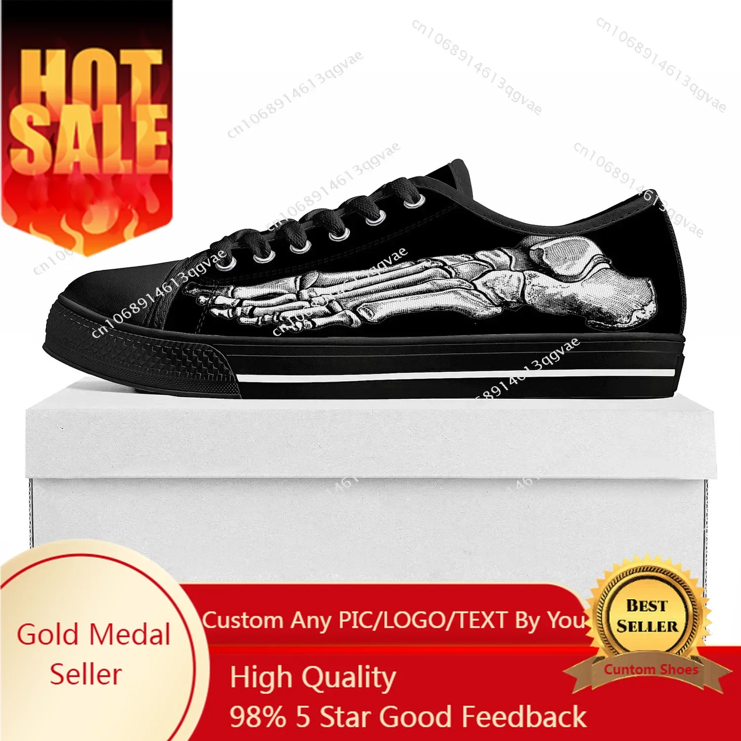 

Skeleton Feet Low Top High Quality Sneakers Mens Womens Teenager Hot Tailor-made Shoe Canvas Sneaker Casual Couple Shoes Black