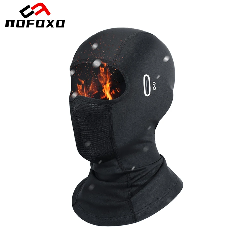 NOFOXO Winter Motorcycle Riding Face Mask Warm Cycling Cap Balaclava Windproof Motorcycle Hat Headwear Thermal Sport Gear