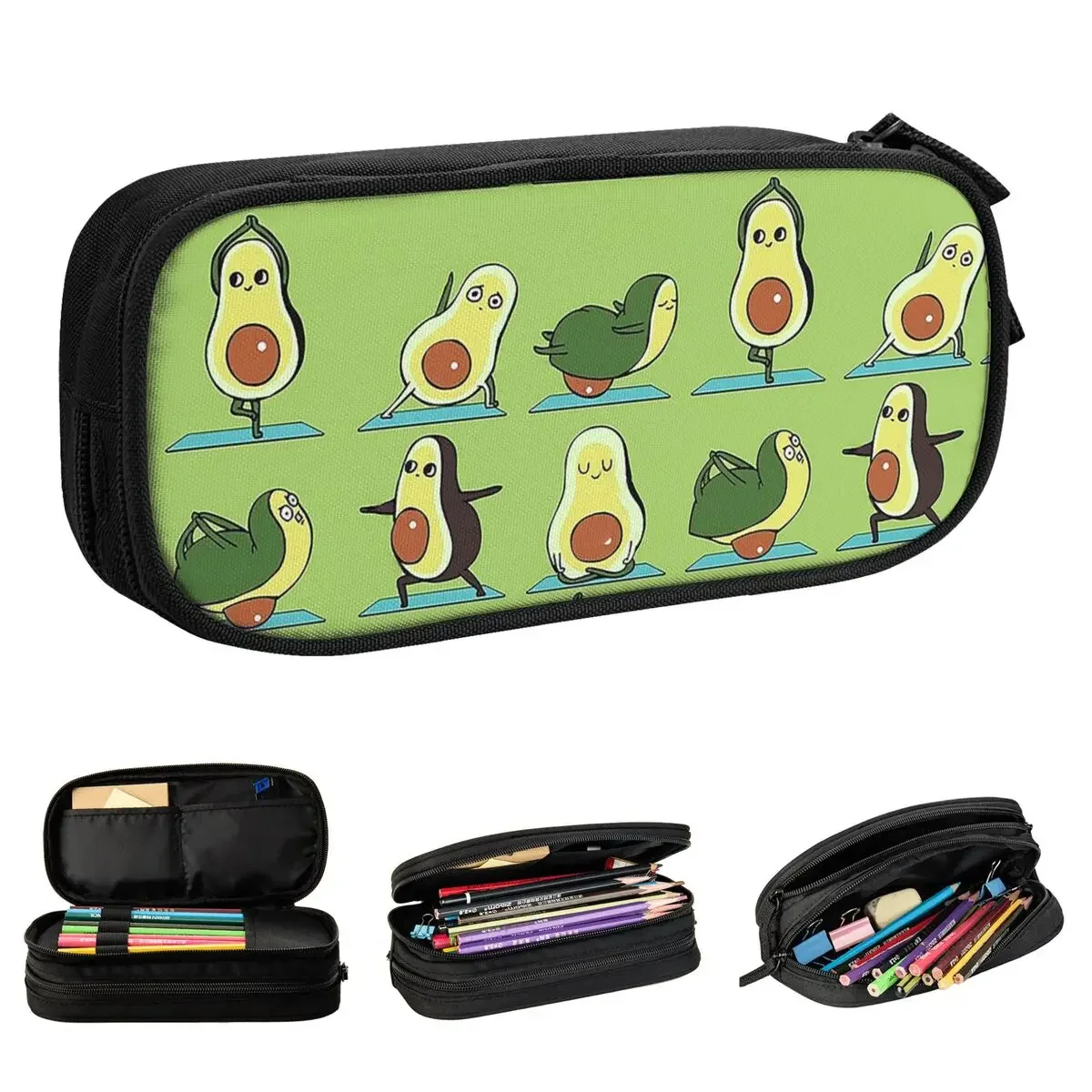 

Avocado Yoga Pencil Cases Guacamole Vegan Lover Pen Holder Bags Student Big Capacity Students School Gifts Pencil Box