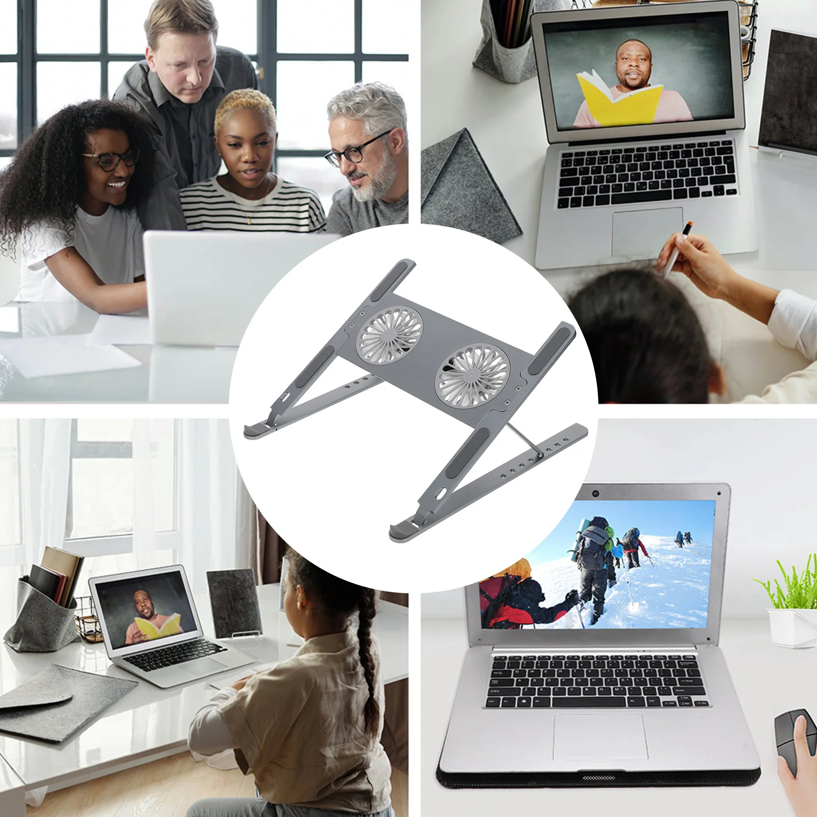 

Laptop Cooling Pad Adjustable Stand Double Dissipation Anodized Aluminum Alloy Quiet Cooler For Gaming Notebook