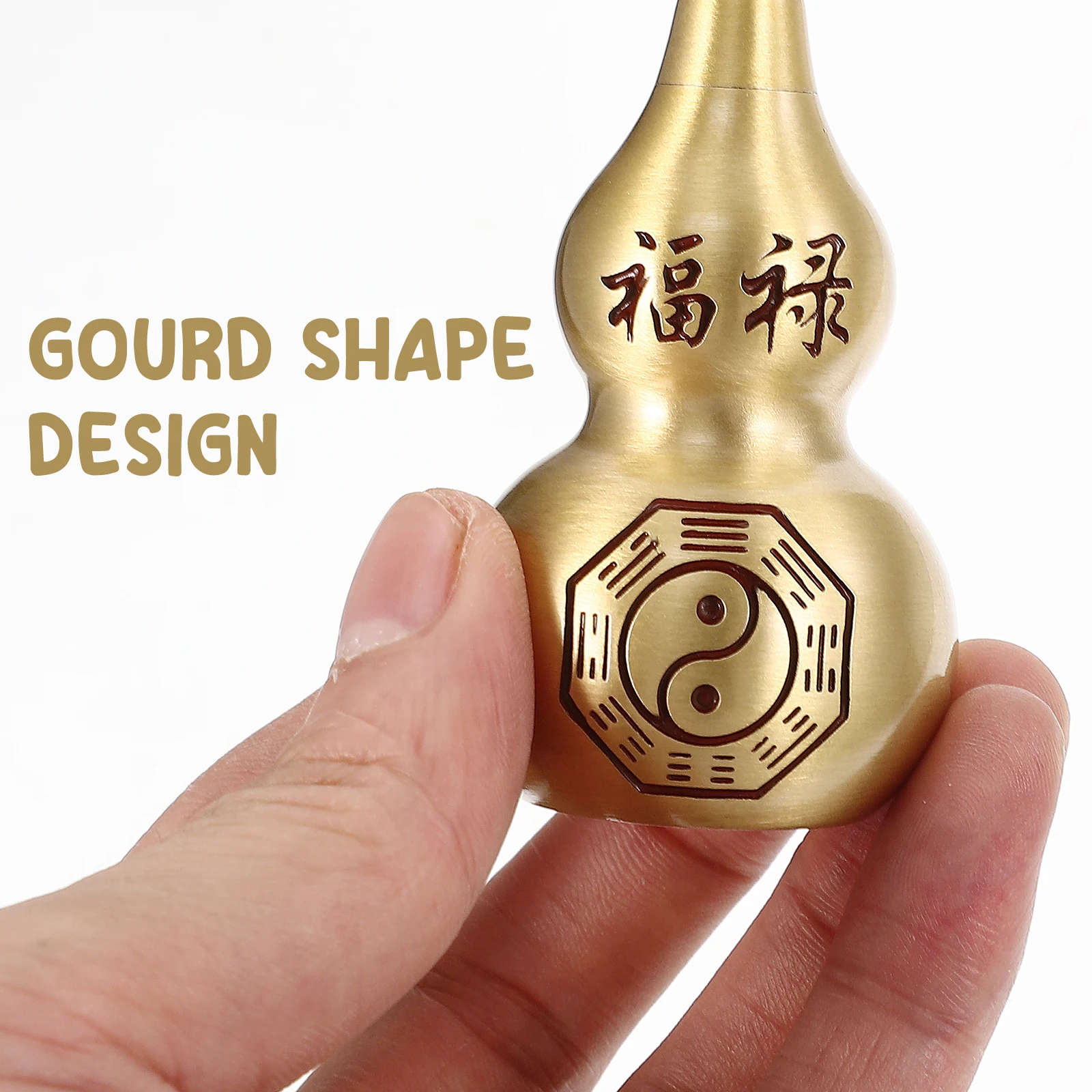 

Brass Gourd naments Chinese Style Decor Cucurbit Vintage Wealth Statue Figurine Prosperity